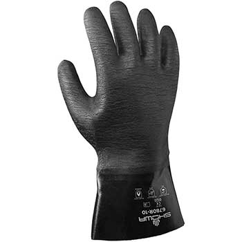 SHOWA Neoprene Chemical Resistant Gloves, 12&quot;, Large, Black, 12/PK
