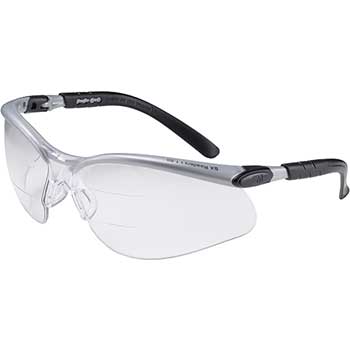 3M BX™ Dual Reader Protective Eyewear Clear Anti-Fog Lens, Silver/Black, +2.0 Diopter, 20/CS