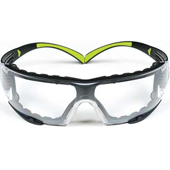 3M SecureFit™ Safety Glasses, Foam, Clear Anti-fog Lens, Black/Green