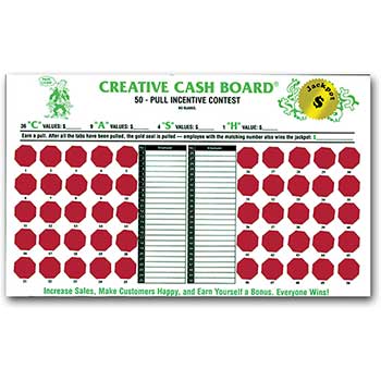 Auto Supplies Incentive Cash Board, Creative Cash, White Board