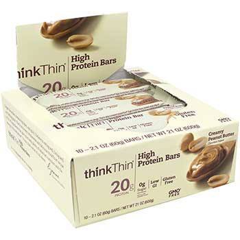 thinkThin High Protein Bar Creamy Peanut Butter, 2.1 oz., 10/PK