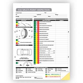 Auto Supplies Kia Multi-Point Vehicle Checkup, 2 Part, 250/PK