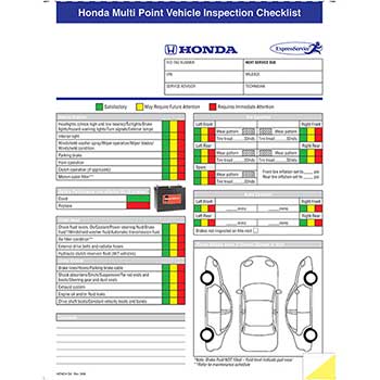 Auto Supplies Honda Multi-Point Vehicle Checkup, 2 Part, 250/PK