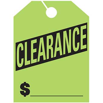 Auto Supplies Mirror Hang Tags, Clearance, Large, Green, 50/PK