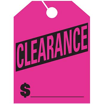 Auto Supplies Mirror Hang Tags, Clearance, Large, Pink, 50/PK