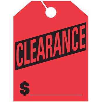 Auto Supplies Mirror Hang Tags, Clearance, Large, Red, 50/PK