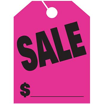 Auto Supplies Mirror Hang Tags, Sale, Large, Pink, 50/PK