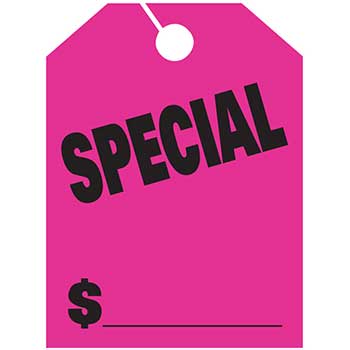 Auto Supplies Mirror Hang Tags, Special, Large, Pink, 50/PK