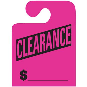 Auto Supplies Mirror Hang Tags, J Hook, Clearance, Large, Pink, 50/PK