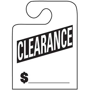 Auto Supplies Mirror Hang Tags, J Hook, Clearance, Large, White, 50/PK