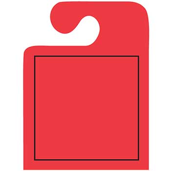 Auto Supplies Mirror Hang Tags, J Hook, Blank with Black Frame, Large, Red, 50/PK