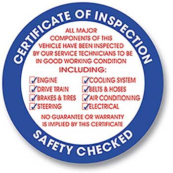 Auto Supplies Inspection Circle Sticker, 3&quot; Face Adhesive, 100/PK