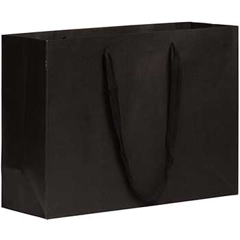 JAM Paper Heavy Duty Matte Horizontal Gift Bag, 17&quot; x 13&quot; x 6&quot;, Black Kraft Recycled