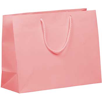 JAM Paper Matte Gift Bag with Rope Handles, 16&quot; x 12&quot; x 6&quot;, Baby Pink
