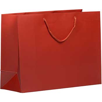 JAM Paper Matte Gift Bag with Rope Handles, 16&quot; x 12&quot; x 6&quot;, Dark Red