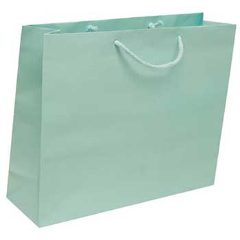 JAM Paper Matte Gift Bag with Rope Handles, 16&quot; x 4 3/4&quot; x 13&quot;, Aqua