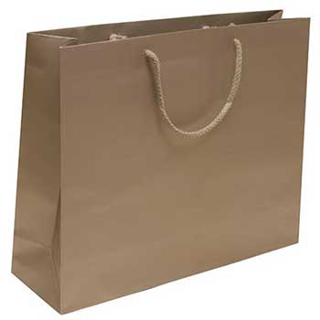 JAM Paper Matte Gift Bag with Rope Handles, 16&quot; x 4 3/4&quot; x 13&quot;, Silver