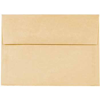 JAM Paper A7 Parchment Invitation Envelopes, 5 1/4&quot; x 7 1/4&quot;, Antique Gold Recycled, 250/CT