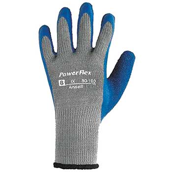 AnsellPro ActivArmr&#174; Multi-Purpose Gloves, Heavy Duty, Poly Cotton/Natural Rubber Latex, Blue/Gray, Size 8, 12 PR/PK
