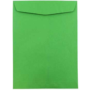 JAM Paper Open End Catalog Envelopes, 9&quot; x 12&quot;, Green Recycled, 100/BX
