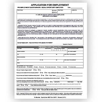 Auto Supplies Application for Employment, EMP-1, 50/PK