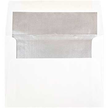 JAM Paper A6 Foil Lined Invitation Envelopes, 4 3/4&quot; x 6 1/2&quot;, White with Silver Foil, 250/CT
