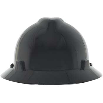 MSA Slotted Full Brim Hat, Black, with 4-point Fas-Trac III Suspension