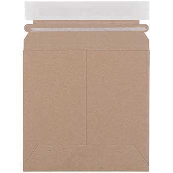 JAM Paper Stay-Flat Photo Mailer Envelope with Peel &amp; Seal Closure, 6&quot; x 6&quot;, Brown Kraft