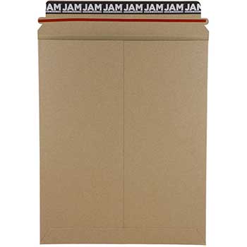 JAM Paper Stay-Flat Photo Mailer Envelope with Peel &amp; Seal Closure, 9 3/4&quot; x 12 1/4&quot;, Brown Kraft