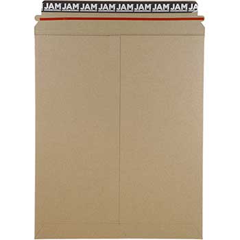 JAM Paper Stay-Flat Photo Mailer Envelope with Peel &amp; Seal Closure, 11&quot; x 13 1/2&quot;, Brown Kraft