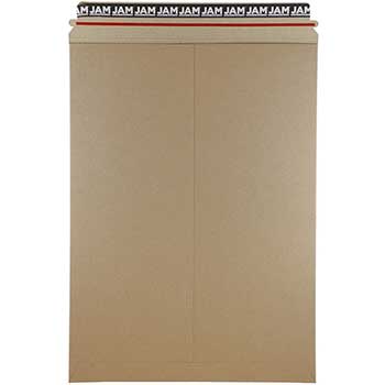 JAM Paper Stay-Flat Photo Mailer Envelope with Peel &amp; Seal Closure, 13&quot; x 18&quot;, Brown Kraft