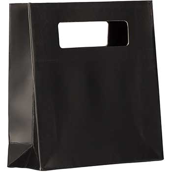 JAM Paper Heavy Duty Die Cut Gift Bag, 8&quot; x 2 1/2&quot; x 8&quot;, Black