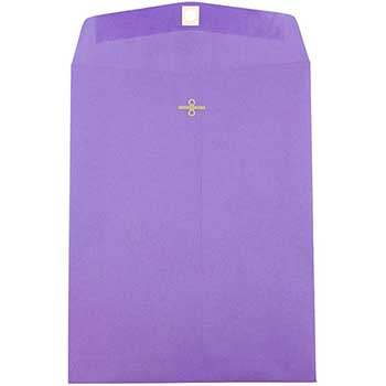 JAM Paper Envelopes with Clasp Closure, 9&quot; x 12&quot;, Violet Purple Recycled, 100/BX