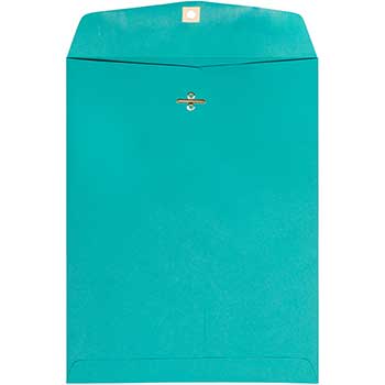 JAM Paper Envelopes with Clasp Closure, 9&quot; x 12&quot;, Sea Blue Recycled, 100/BX