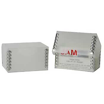 JAM Paper Desktop Business Card Box, Clear Frost with Metal Edge, 24/PK