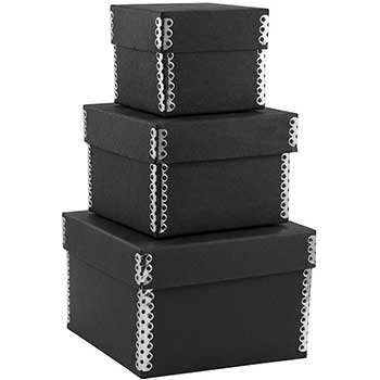 JAM Paper Nesting Box Set, Black Kraft, 3/PK