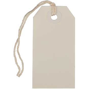 JAM Paper Gift Tags with String, 3 1/4&quot; x 1 5/8&quot;, White, 10/PK