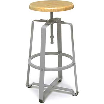 OFM 920-MPL Metal Stool with Maple Seat and Gray Legs