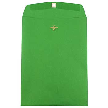 JAM Paper Envelopes with Clasp Closure, 9&quot; x 12&quot;, Green Recycled, 100/BX