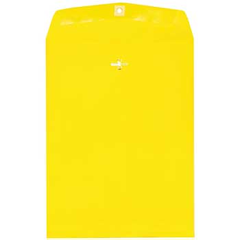 JAM Paper Envelopes with Clasp Closure, 9&quot; x 12&quot;, Yellow Recycled, 100/BX