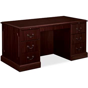 HON 94000 Series Double Pedestal Desk, 60w x 30d x 29-1/2h, Mahogany