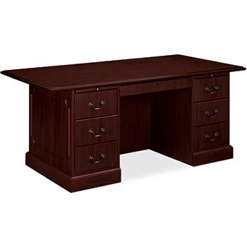 HON 94000 Series Double Pedestal Desk, 72w x 36d x 29-1/2h, Mahogany