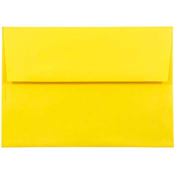 JAM Paper A8 Invitation Envelopes, 5 1/2&quot; x 8 1/8&quot;, Yellow Recycled, 250/CT