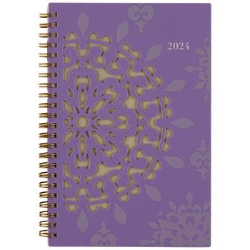 AT-A-GLANCE Vienna Weekly/Monthly Appointment Book, 4 7/8 in x 8 in, Purple, 2024