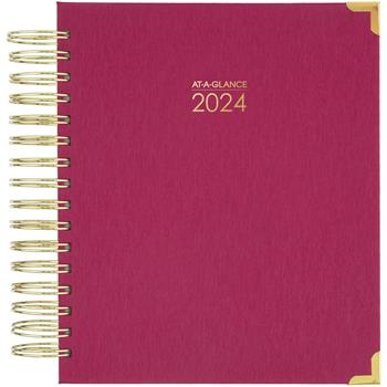 AT-A-GLANCE Harmony Daily Hardcover Planner, 6 7/8 in x 8 3/4 in, Berry, 2024