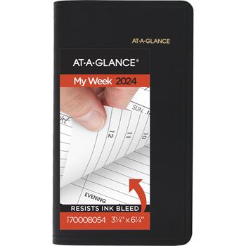 AT-A-GLANCE Compact Weekly Appointment Book, 3 1/4 in x 6 1/4 in, Black, 2024