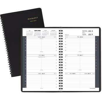 AT-A-GLANCE Weekly Appointment Book, Hourly Appointments, 4-7/8 x 8, Black, 2023-2024