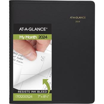 AT-A-GLANCE Monthly Planner, 6 7/8 in x 8 3/4 in, Black, 2024