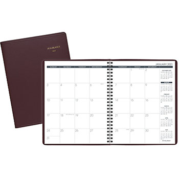 AT-A-GLANCE Monthly Planner, 6 7/8&quot; x 8 3/4&quot;, Winestone, 2022