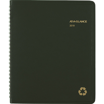 AT-A-GLANCE Recycled Monthly Planner, 6 7/8 x 8 3/4, Green, 2019